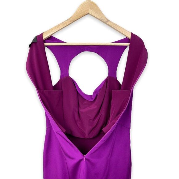 CUSHNIE ET OCHS Draped Silk Cutout Dress in Royal Purple - Picture 7 of 12